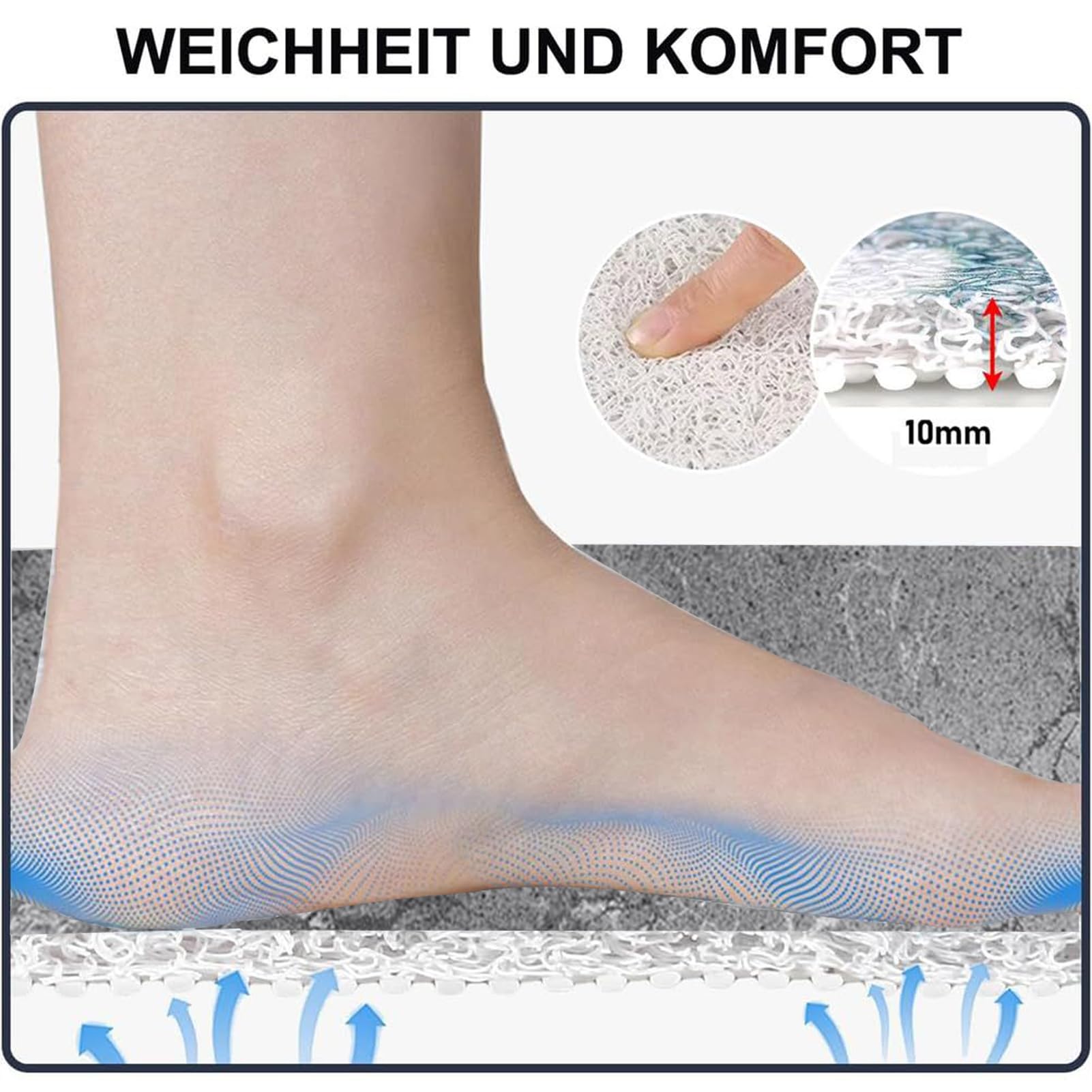 Duscheinlage rutschfest 80X120 cm Luffa Antirutschmatte Dusche Badewannenmatte ohne Saugnäpfe Badematte mit Ablaufloch für Duschkabine und Nassbereiche