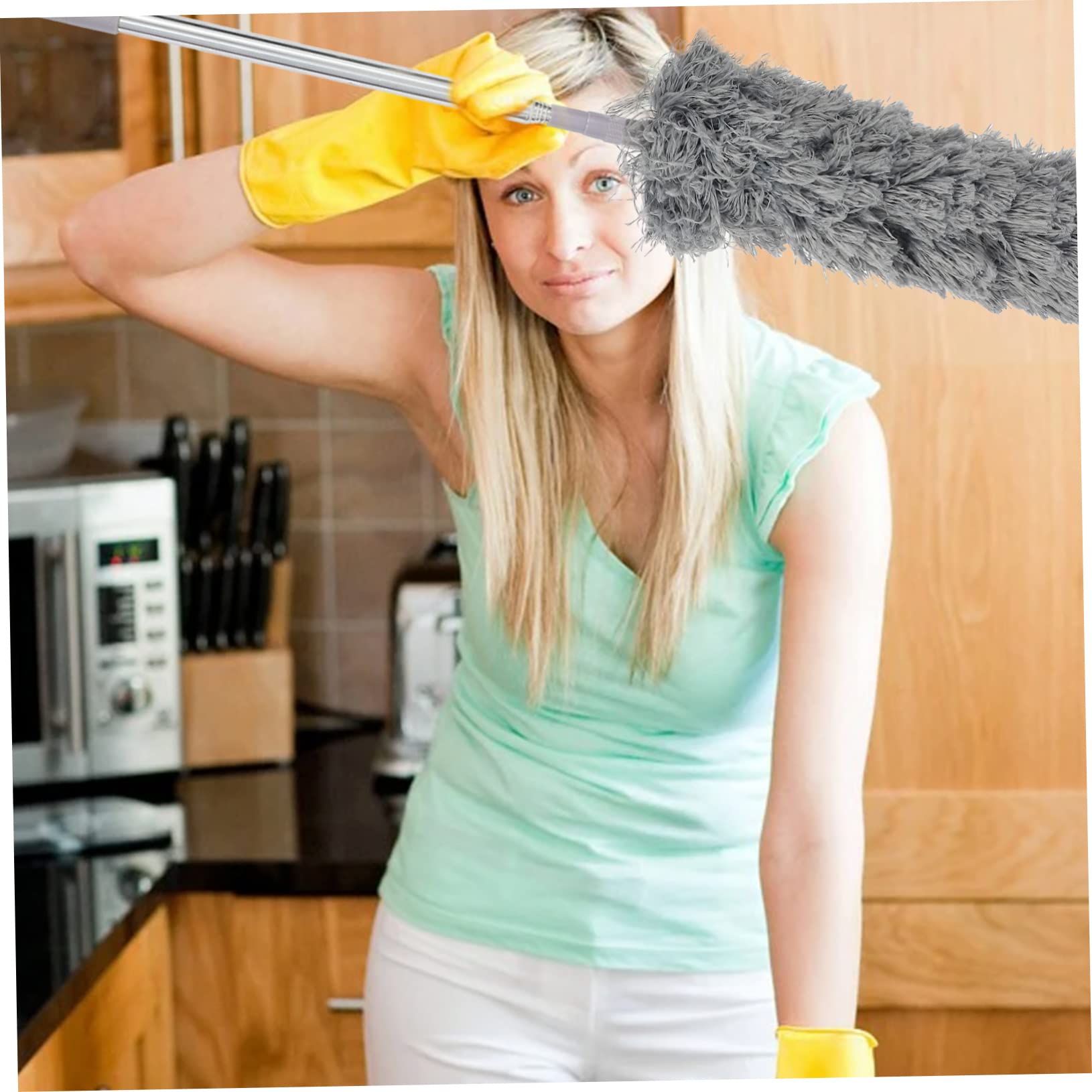 Mikrofaser Staubwedel Satz mit Doppelkopf aus Chenille Ausziehbar und Mühelos für Deckenventilatoren und Jalousien Effektive Staubentfernung im Haushalt