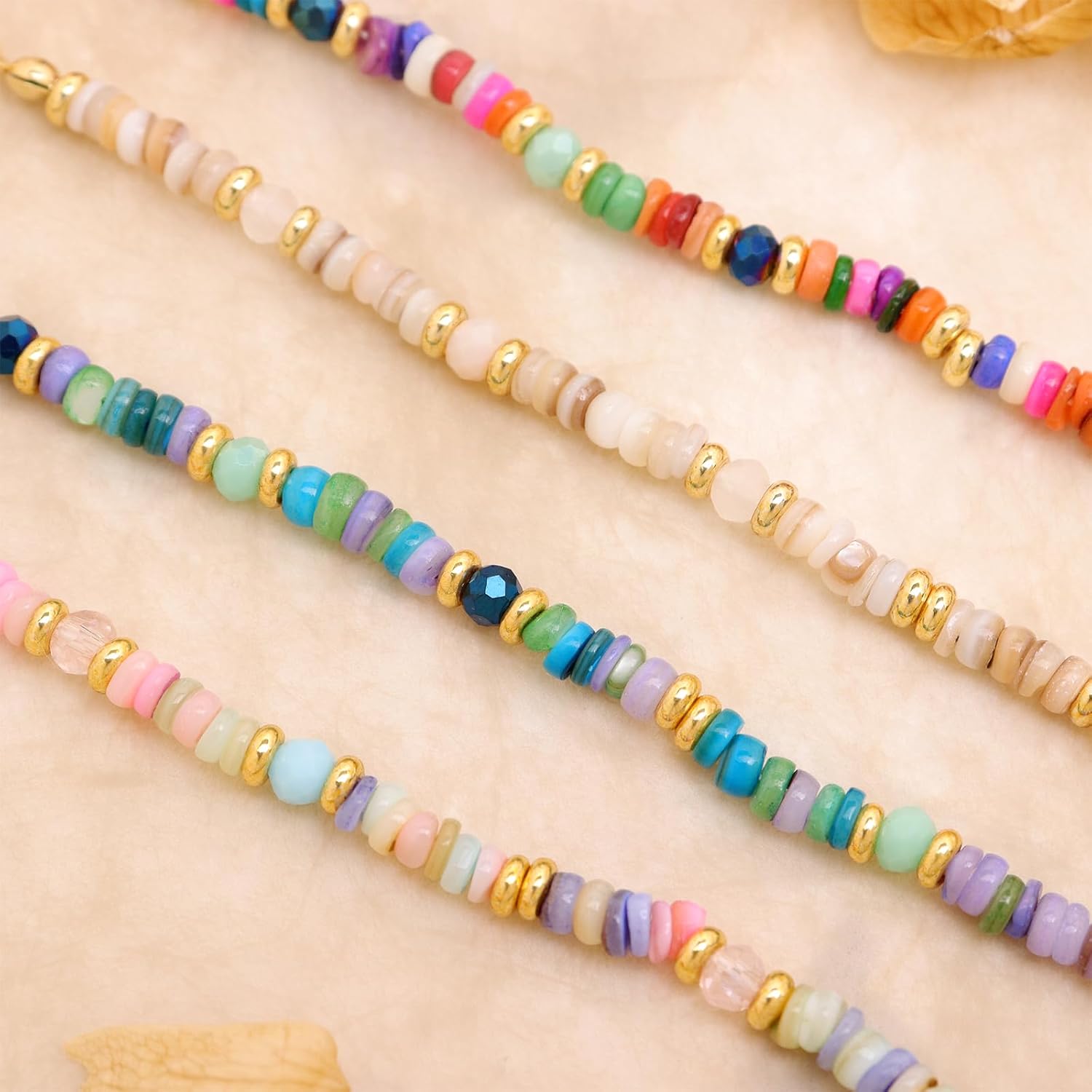 Colorful Beaded Stack Link Bracelets for Women, Boho Handmade Rainbow Beads Bracelet Everyday Fashion Jewelry Gift. - Image 7