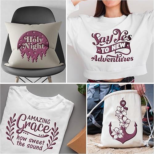 Miniatura 6 de VINYL FROG Vinilo de transferencia de calor 3D de 10 x 6 pies, color granate espumoso, vinilo para planchar en vinilo para bricolaje, diseños de