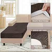 Vista 4 de NAISI Funda para Sofá Seccional de 1 Pieza de Terciopelo Separada para Chaise Lounge Funda Suave Elástica Fundas para Sofá Seccional Marrón