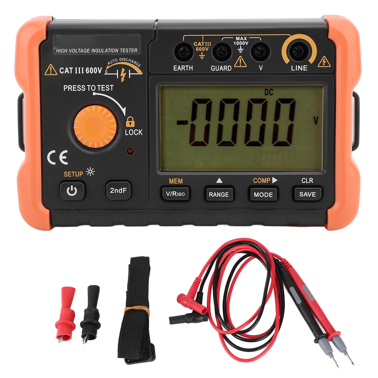 Generic Cyfrowy Tester Izolacji Miernik Rezystancji 1000 V do Kontroli i Konserwacji Instalacji Elektrycznej, Przechowywanie 100 Danych Pomiarowych