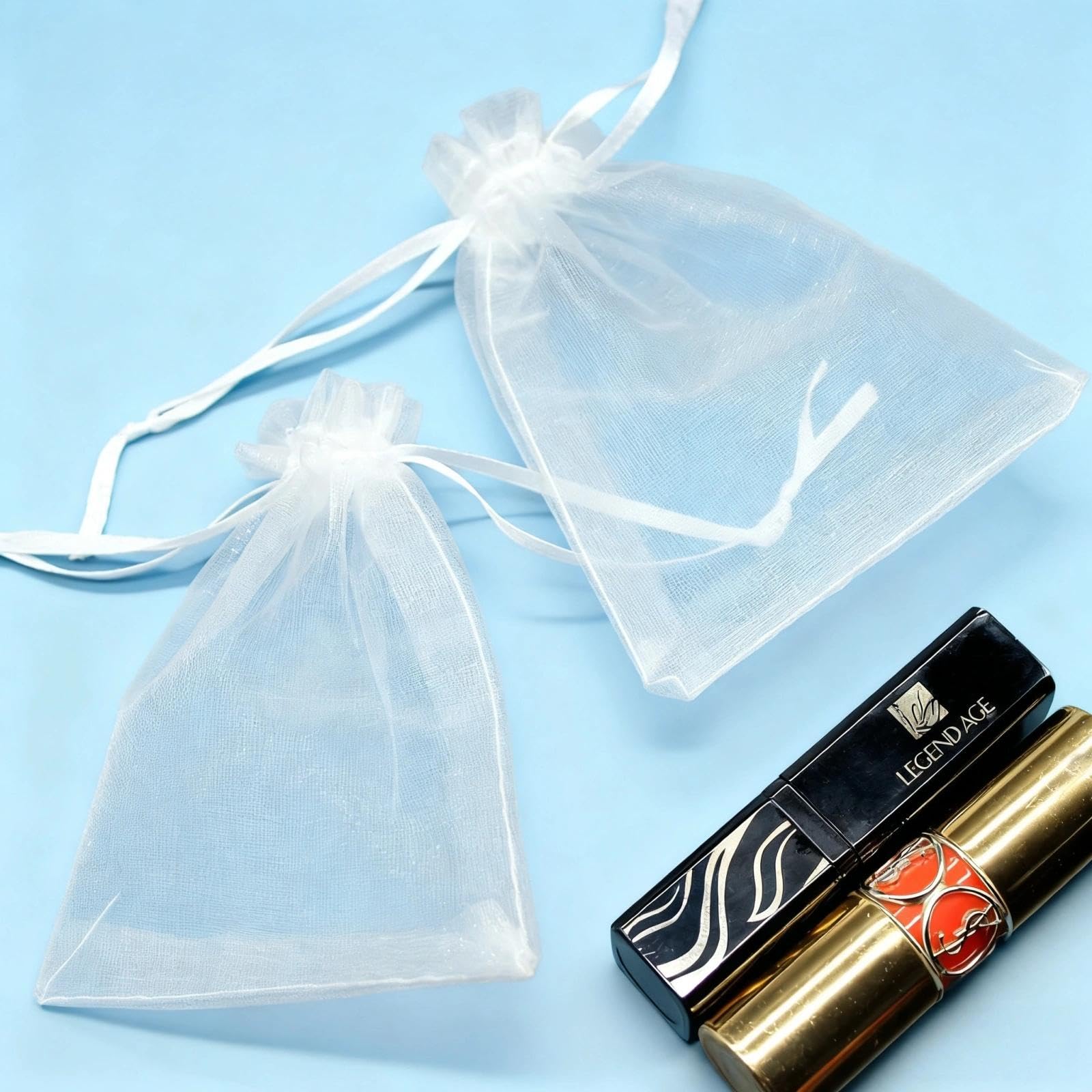 Soodyoow 100 Pezzi Sacchetti Organza, 7 * 9cm Sacchettini Bomboniere Organza, Sacchetti di Lavanda, Bustine Confetti per Gioielli, Matrimonio, Caramelle, Festival, Feste