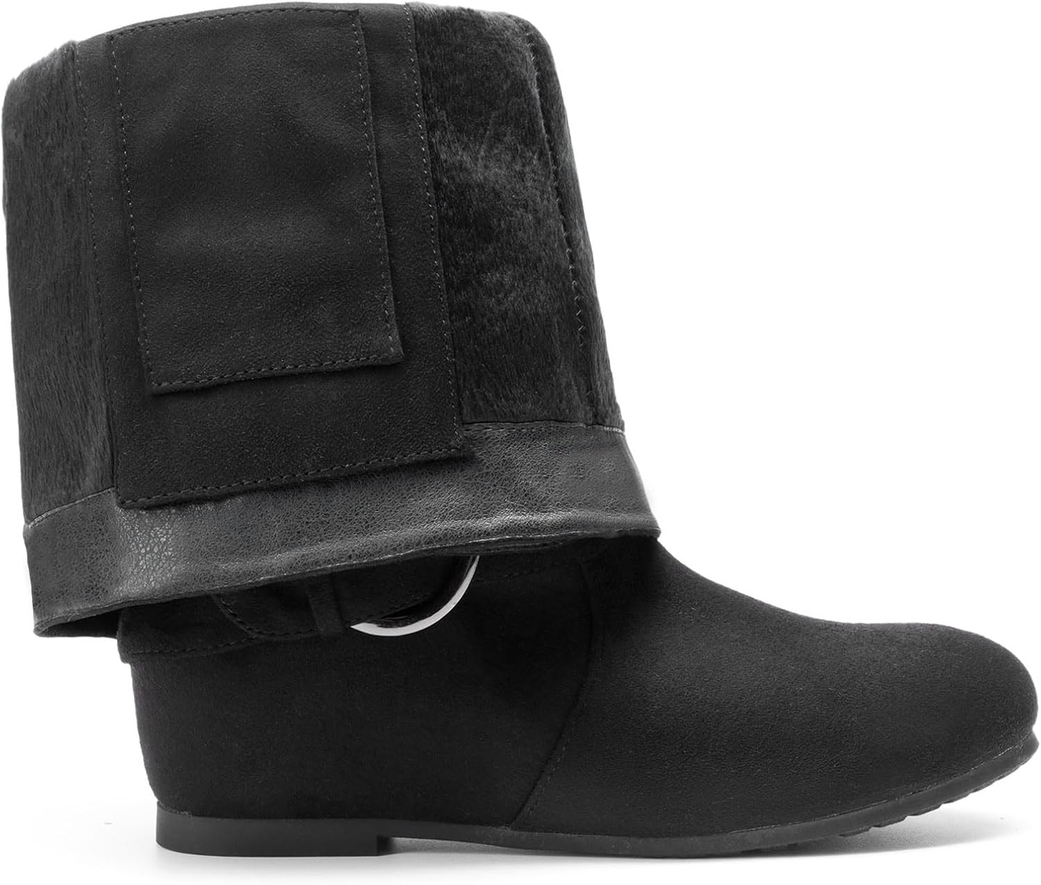 DREAM PAIRS Women's Wide Calf Knee High Boots, Fur-Lined Low Hidden Wedge Boots