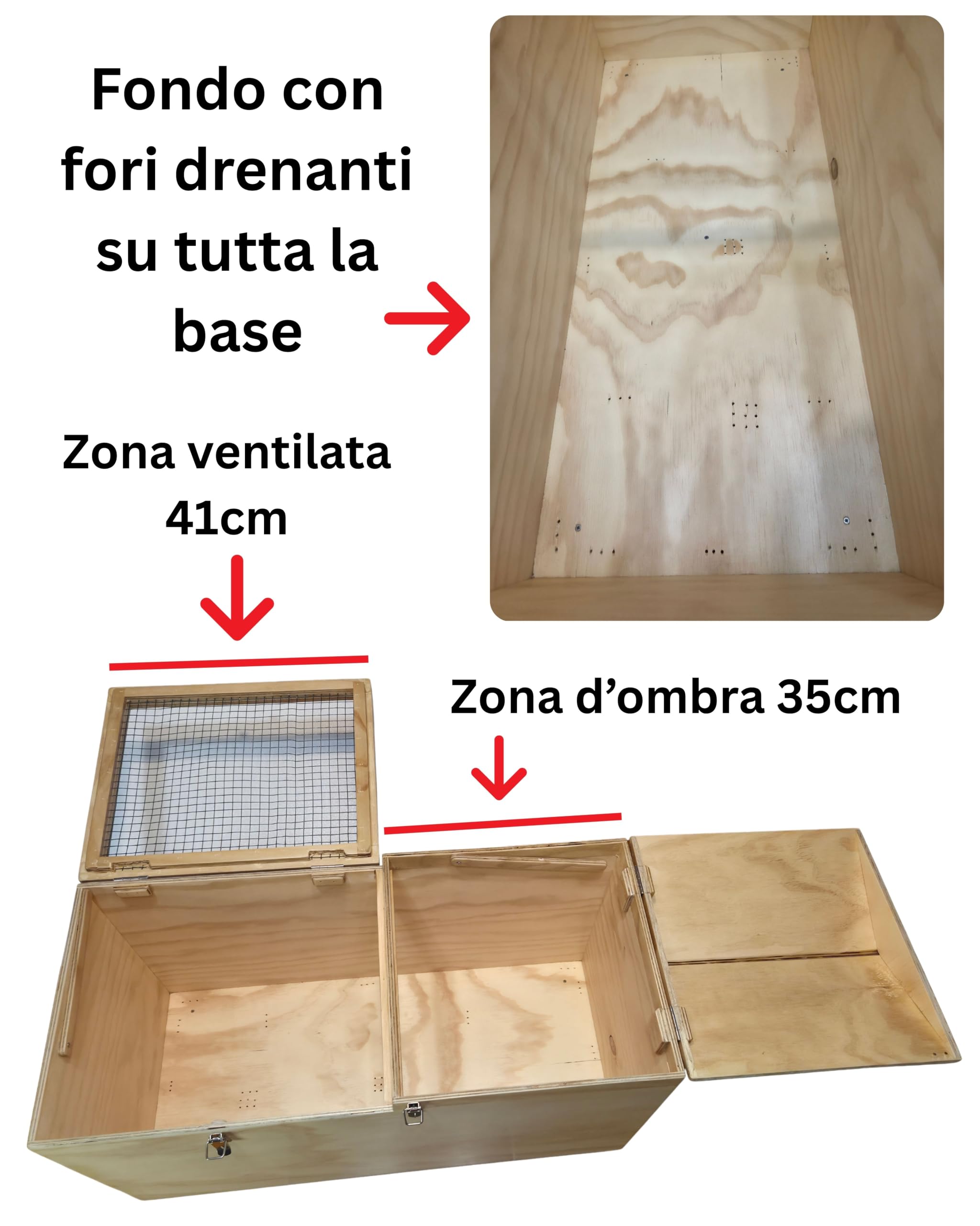 Terrario Tartarughe Terra da Esterno, adatto al Letargo, Casetta per Tartarughe di Terra in Legno d'Abete Fenolico con Vernice Protettiva