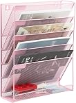 EASEPRES Mesh suspendu porte-fichier mural Organisateur Stockage 6-Tier Black Paper Clipboard Rack Vertical Metal Wall Mounted Files Holder Organization for Office Home School, Noir