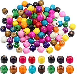 BetterJonny 400Pcs Large Hole Wood Beads, Assorted Color Wooden Beads Hair Braid Beads 12x11mm for Macrame Rosary Bracelet Jewelry Craft Making