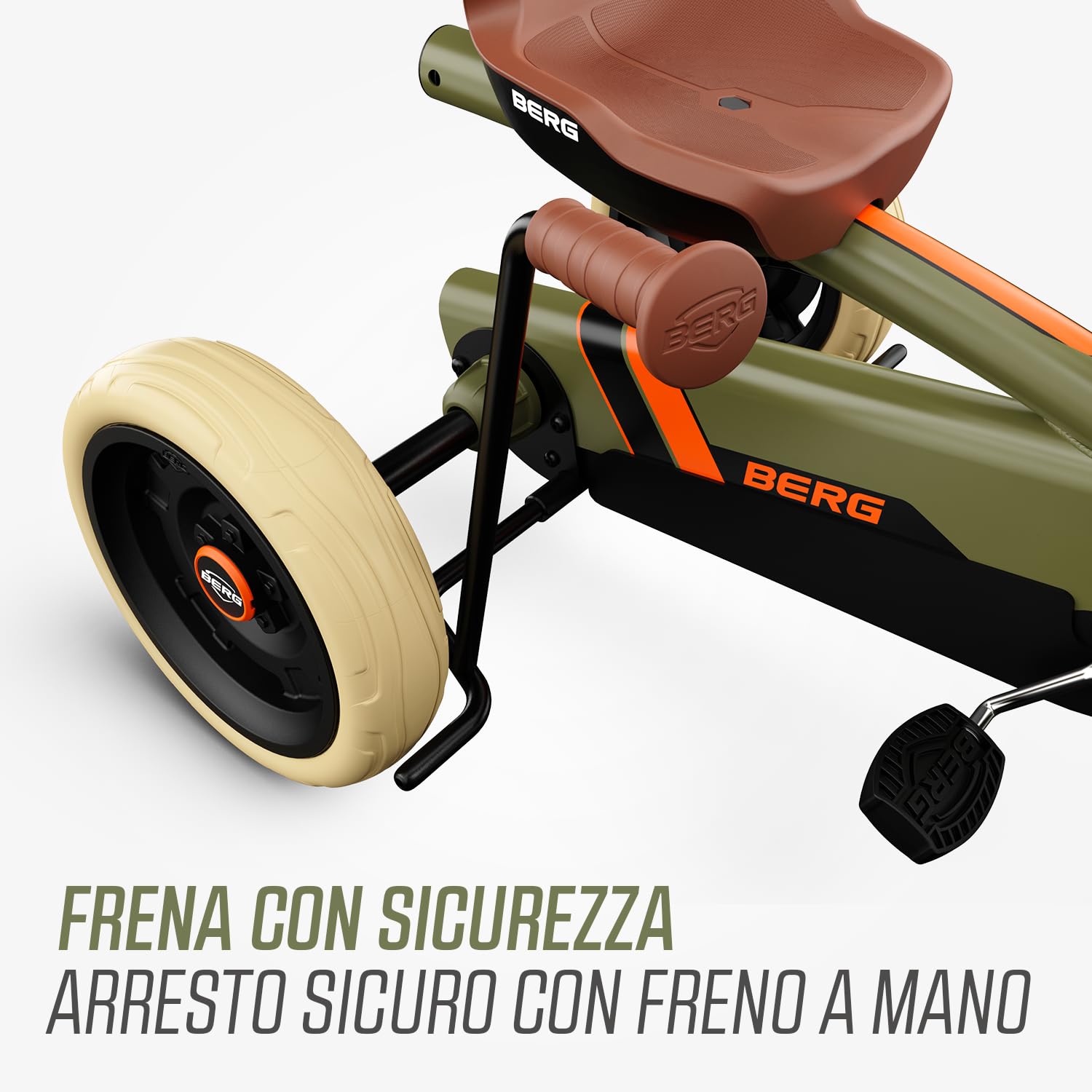 BERG Pedal-Gokart Buzzy 2 in 1 incl. asta di spinta Gokart con ruota libera, veicolo a pedale, veicolo per bambini con freno a mano, veicolo a pedale con elevato standard di sicurezza, gokart dai 2