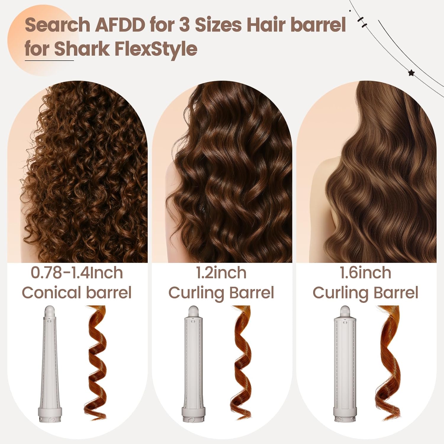 1.6in Long Hair Curling Barrel Attachment Compatible with Shark FlexStyle, Self-Curling Accessories for Shark Flex Style HD400 Series with Both Curl Directions for Loose Curls Waves - Image 8