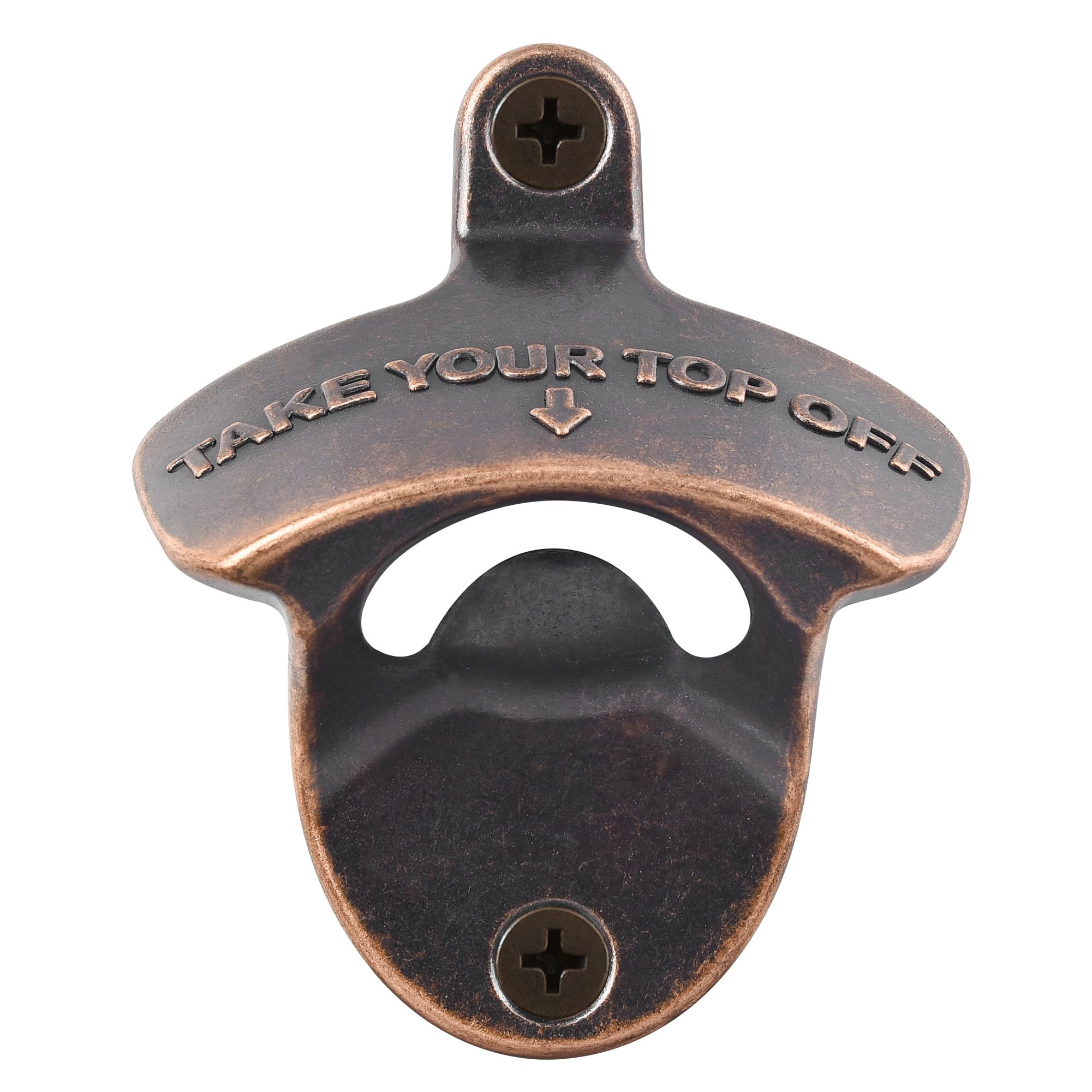 Jumiok Rustic Bottle Opener Wall Mounted Antique Copper Stanless Beer Cap Opener Mountable with Screws for Wooden Post Fridge Table