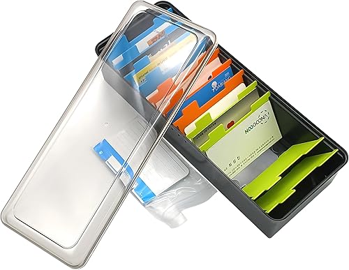 Soporte para tarjetas de visita con 8 divisores para escritorio, organizador de tarjetas de presentación, gran capacidad para aproximadamente 500