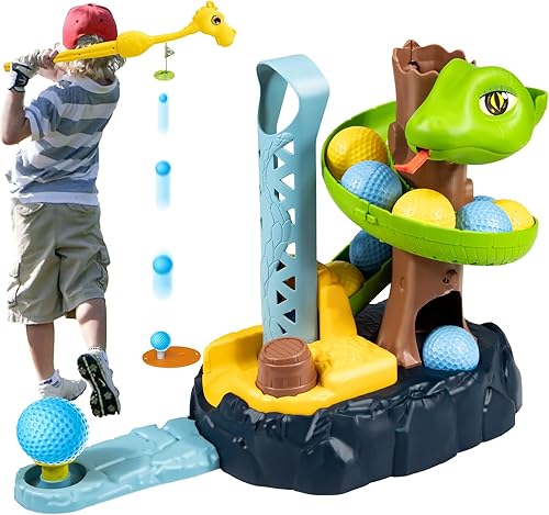 Juego de palos de golf para niños, con 6 bolas, 3 palos de golf, 2 agujeros de práctica y tapete de puting, juguetes de golf para interiores y