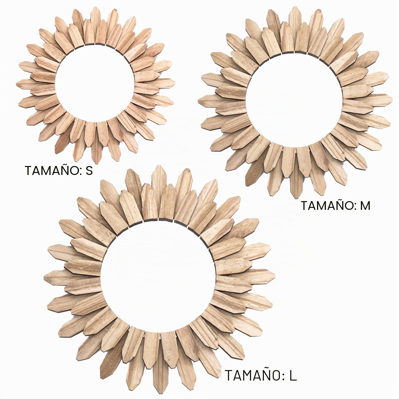 Espejo Bohemio de Madera Rústica para Colgar en pared, Espejo Decorativo Redondo de Dormitorio y Sala (#2)