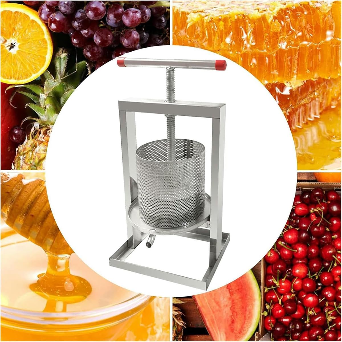Edelstahl Mesh Honigpresse Bienenwachs Extraktor 4L Mesh Eimer Imkerei Werkzeug Manuelle Honigpresse für Wein Honig Saft Herstellung