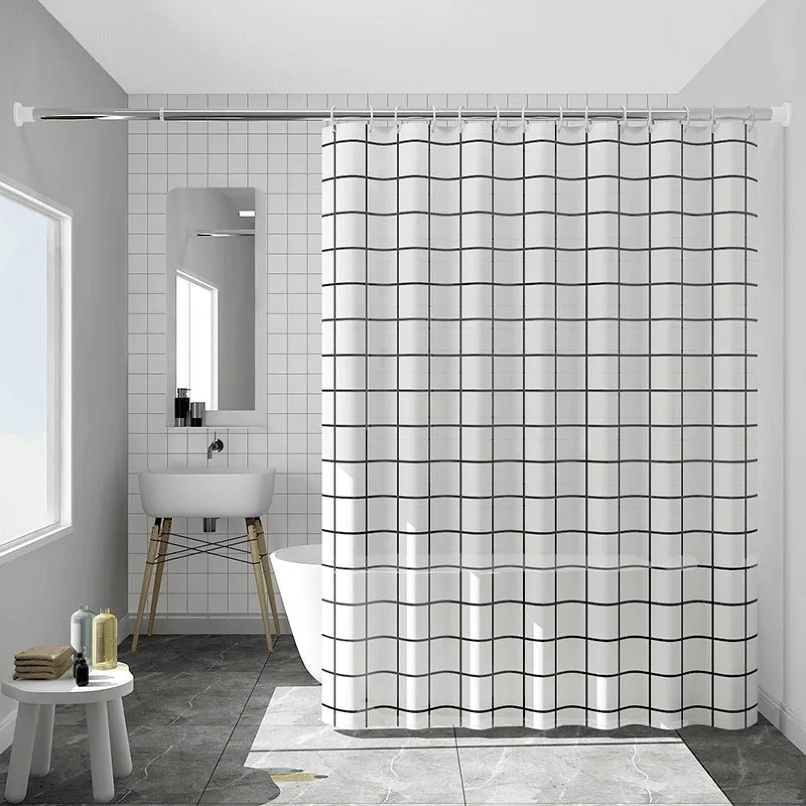 Rideau de douche nordique 3D imperméable 91x213 cm pour salle de bain et WC