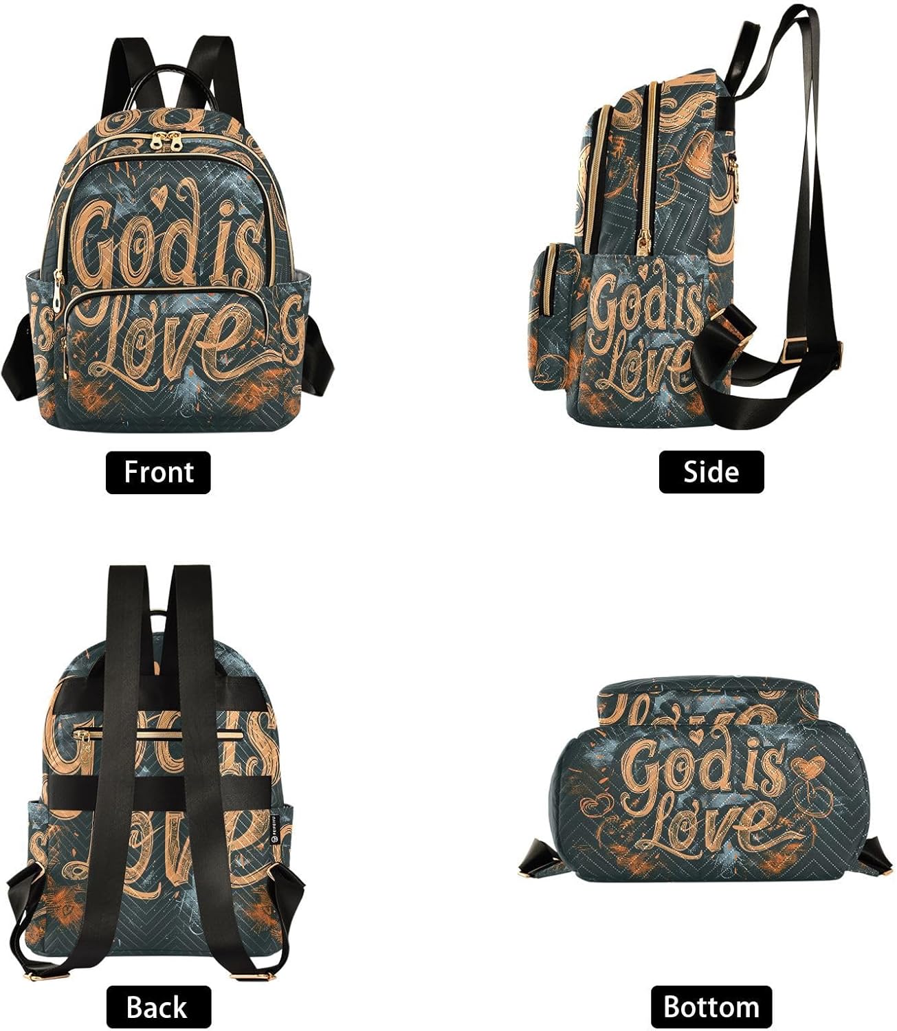 God Is Love Quilted Fashion Backpack Purse for Women – Mini Shoulder Daypack for Travel