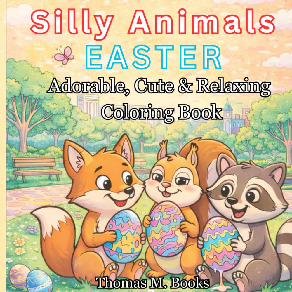 Silly Animals EASTER: Adorable, Cute & Relaxing Coloring Book for Adults and Teenagers Featuring Animals and Cozy Backgrounds for Relaxation
