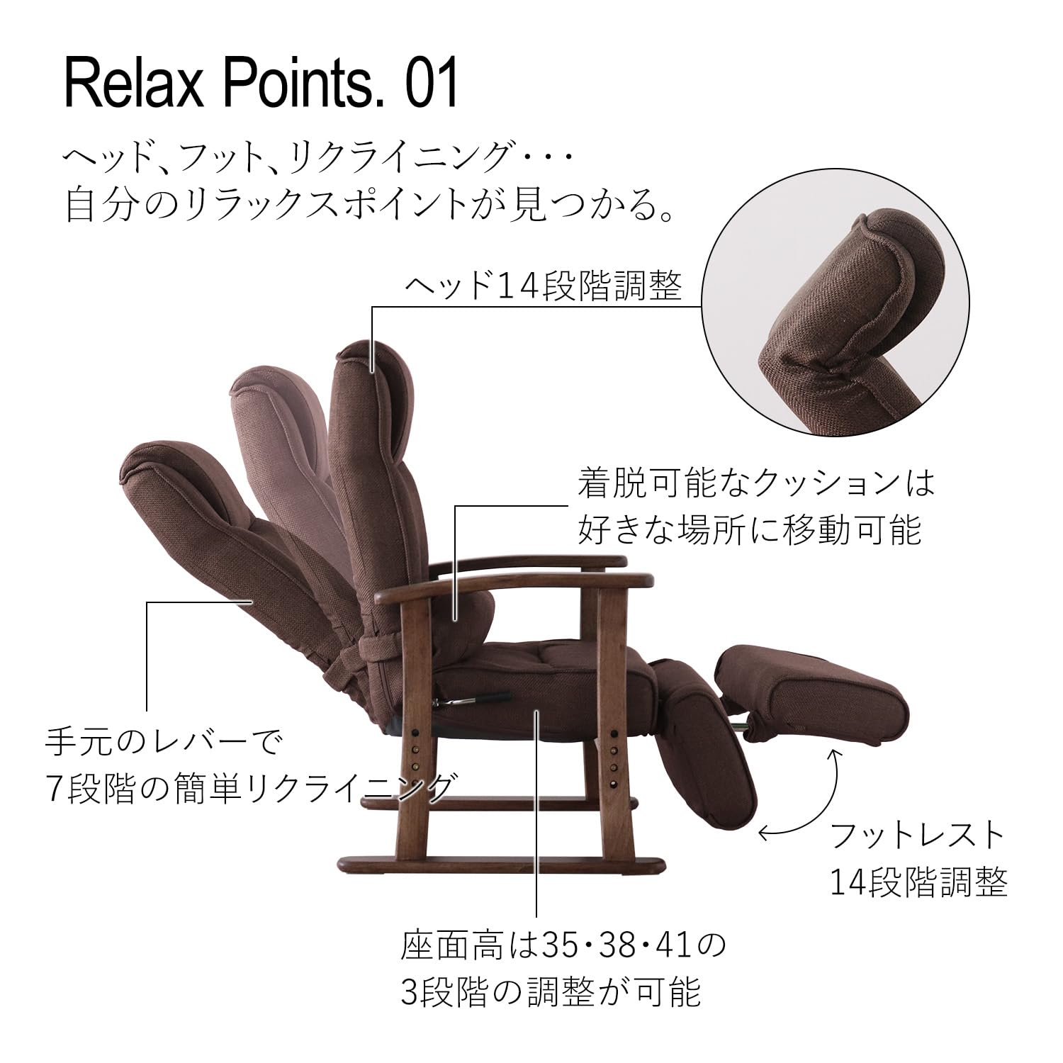 Amazon｜リクライニングチェア オットマン付き 肘掛け付き 高さ調整