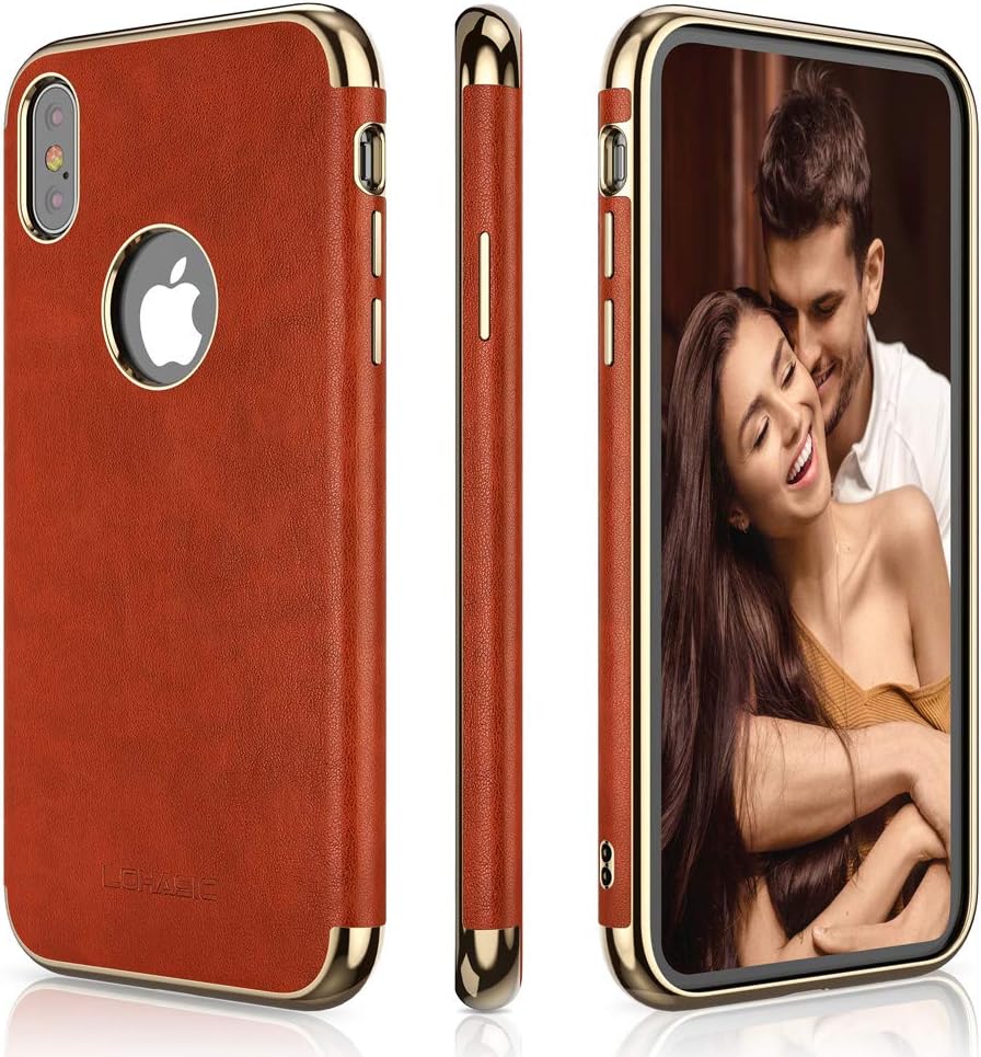 LOHASIC for iPhone XR Case, Slim Luxury Leather Cover Flexible Soft Non-Slip Drop Proof Scratch Resistant Protective Phone Cases Compatible with iPhone XR (2018) 6.1"- Light Brown