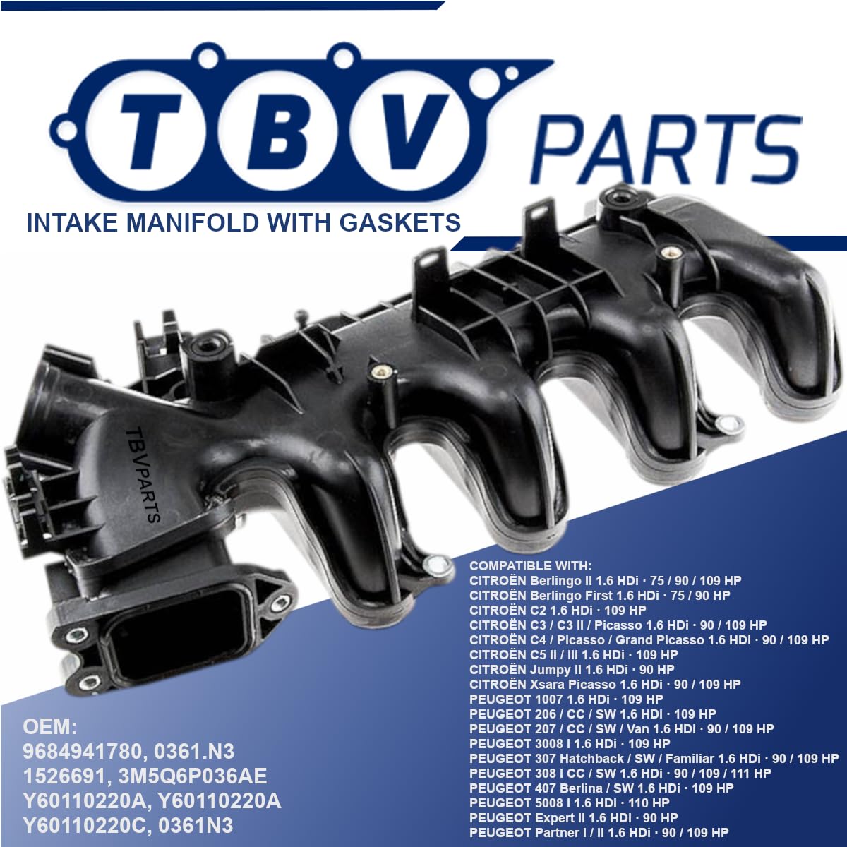 Collettore di aspirazione 3M5Q6P036AE 0361N3 per Berlingo C2 1.6 HDI 1.6TDCI