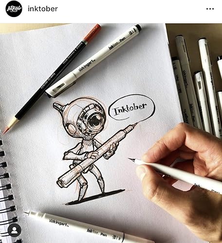 Miniatura 10 de KINGART 430-10 PRO Inkline - Bolígrafos negros de microlínea y gráficos de precisión, 10 puntas surtidas, tinta japonesa impermeable para archivo,