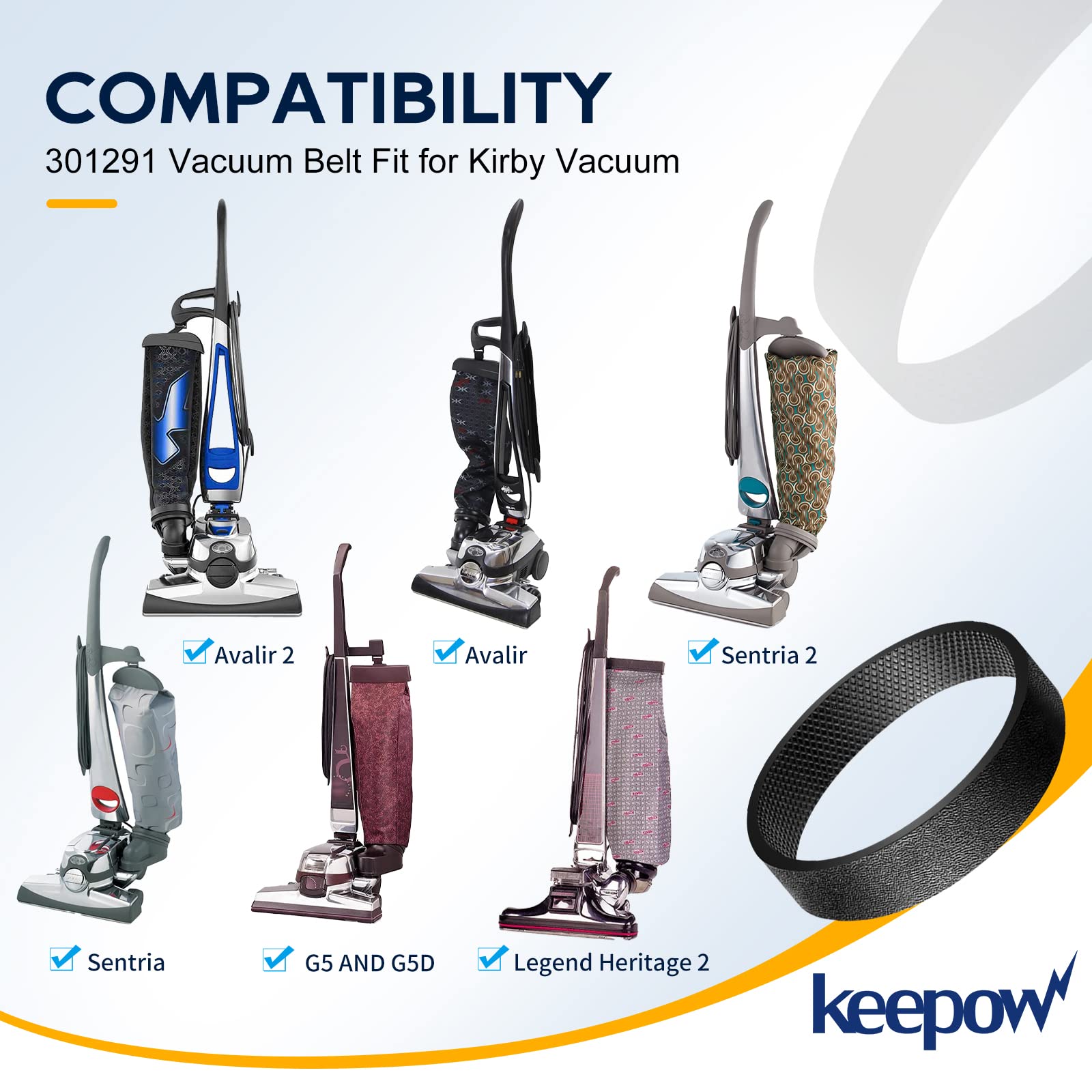 KEEPOW Replacement Belts For Kirby Vacuum, 301291 Parts For Kirby Sentria Vacuum