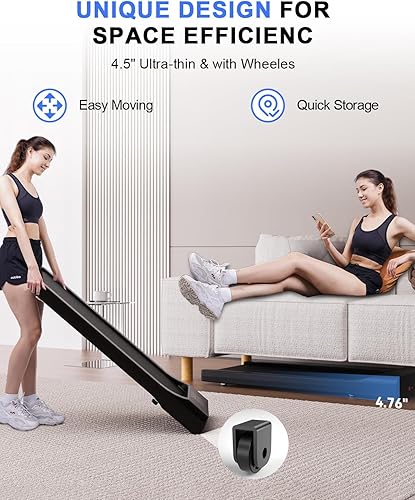 Miniatura 7 de SupeRun Almohadilla para caminar, caminadora 2 en 1 para debajo del escritorio, caminadora para debajo del escritorio con capacidad de peso de 300