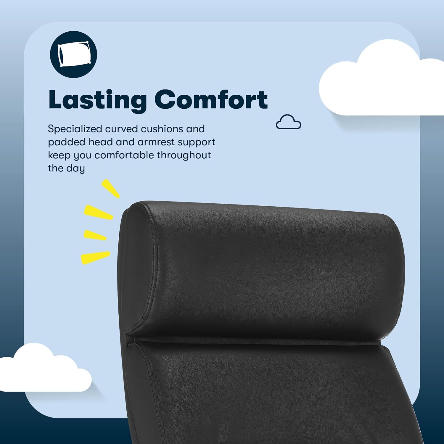 Serta Comfort Executive Big & Tall Office Chair, Ergonomic High-Back Computer DeskChair, Semi Plush Cushion Seat, Soft Padded Armrests, SertaQuality Foam, Metal Swivel Base, Bonded Leather, Black