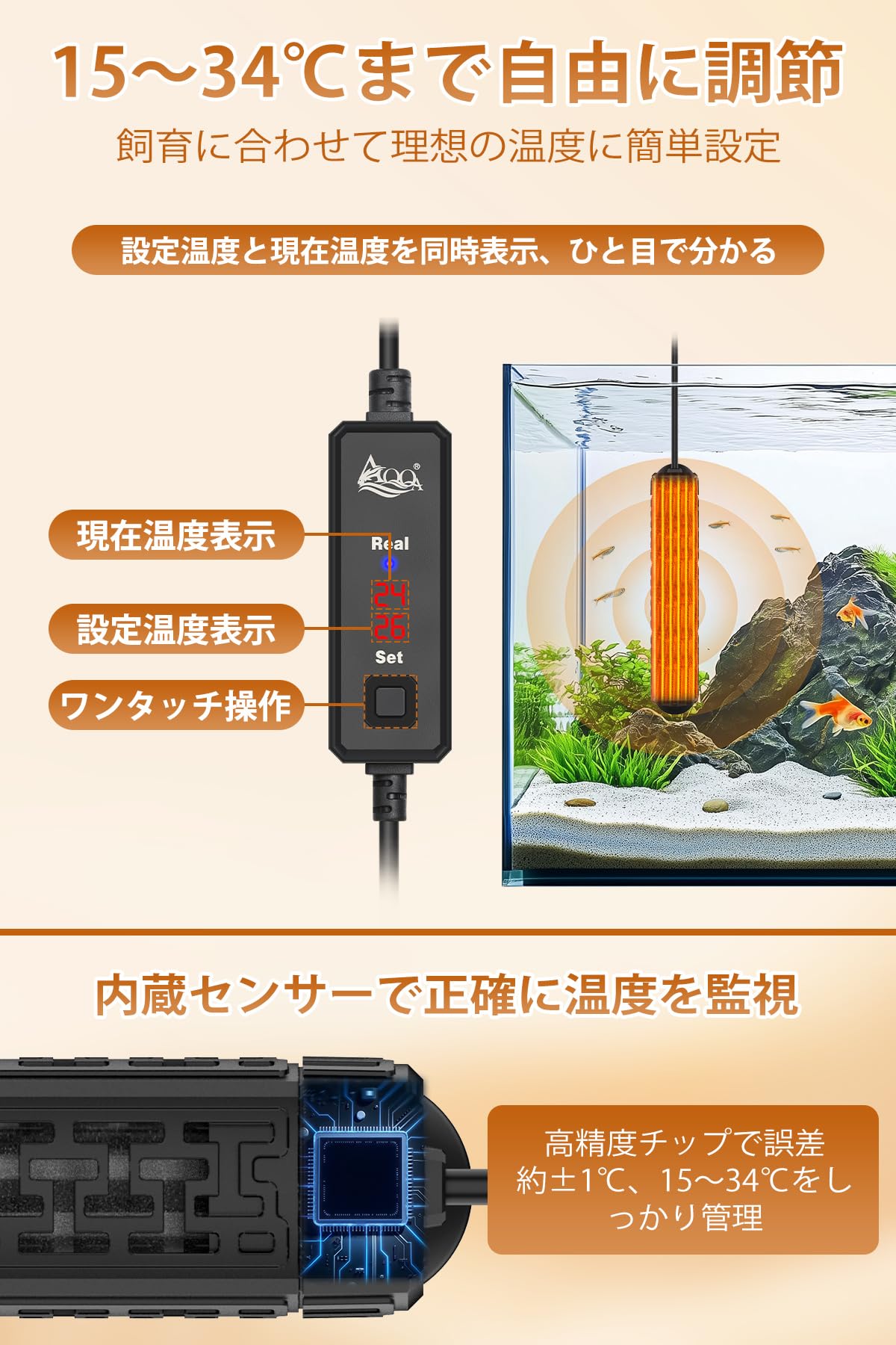 中型ガラス水槽 照明装置ヒーター温度計付き 中型ガラス水槽 照明装置