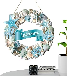 Beach Welcome Sign - Wooden Starfish , Sea Home Decor | Hanging Ornament in Difficulty with Rope Hook for Nautical Themed ...