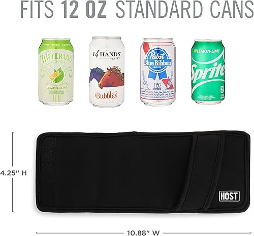 Miniatura 4 de HOST Insta-Chill - Enfriador de latas de gel y bolsa de hielo congelable flexible para latas regulares de 12 onzas, color negro