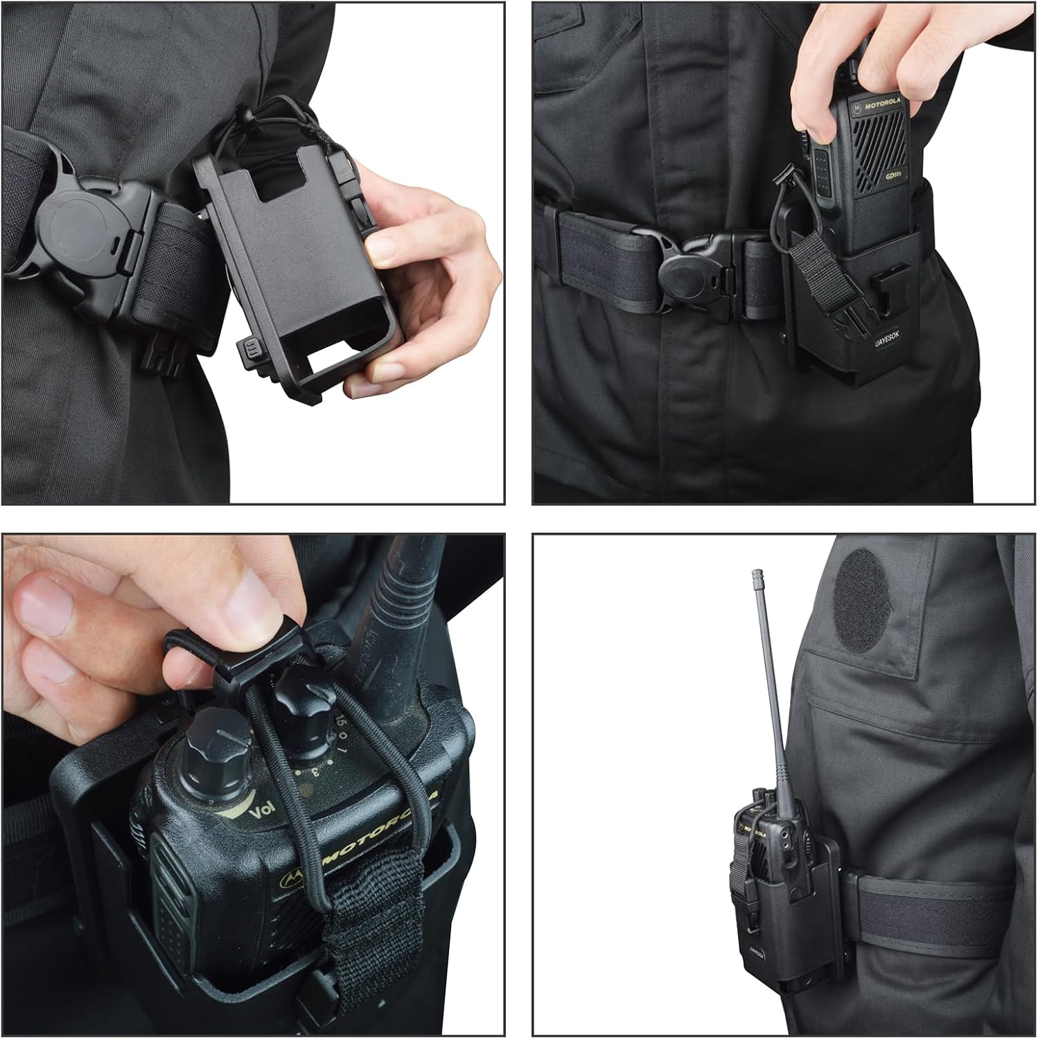 UAYESOK TC-3H MOLLE & Duty Belt Radio Holster Pouch, Universal TPU Police Tactical Vest Carry Case for Baofeng uv-5r uv32 Kenwood Motorola apx6000 APX 8000, Compact & Quick-Release