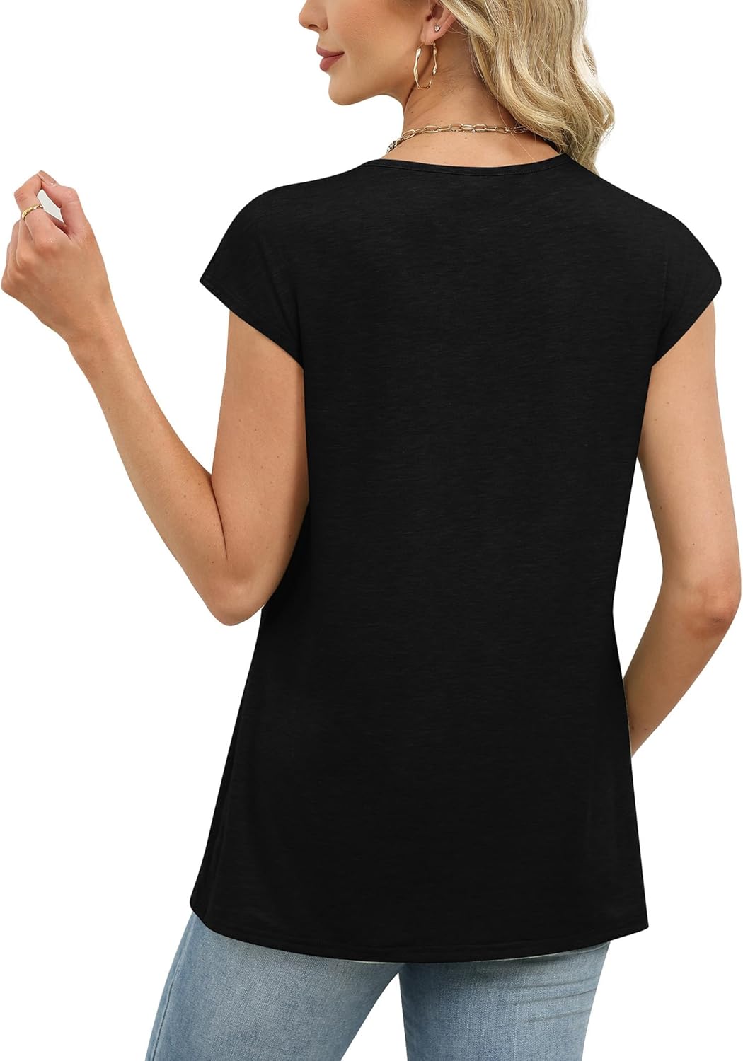 WIHOLL Tank Tops for Women Summer Shirts V Neck T-Shirts Beach Vacation Clothe Boho Sleeveless Basic Tees Fashion Clothing - Image 4