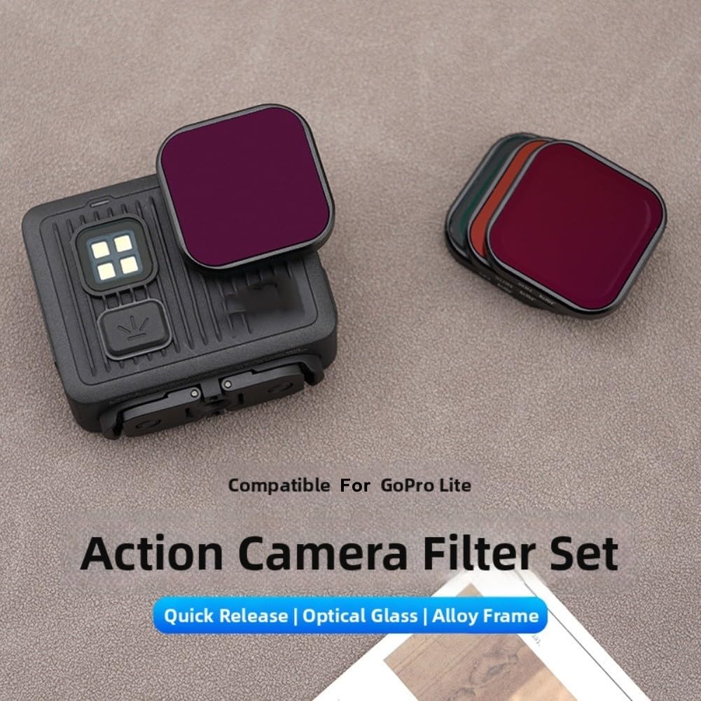 Set di filtri per Go Pro Hero 12 11 10 9 8 7 ND8 ND16 ND32 ND64 CPL UV multi-rivestito in vetro ottico lega di alluminio antiriflesso leggero 44 x 1 cm rapido (4 in 1)