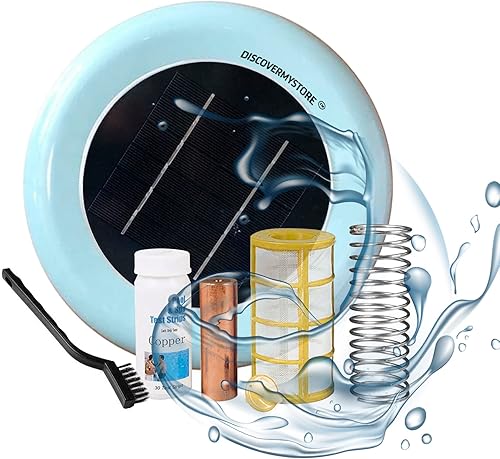 Ionizador solar para piscina de alta capacidad de hasta 45,000 galones, 85% menos de cloro, 25% más iones, mata algas, ánodo de cobre de mayor