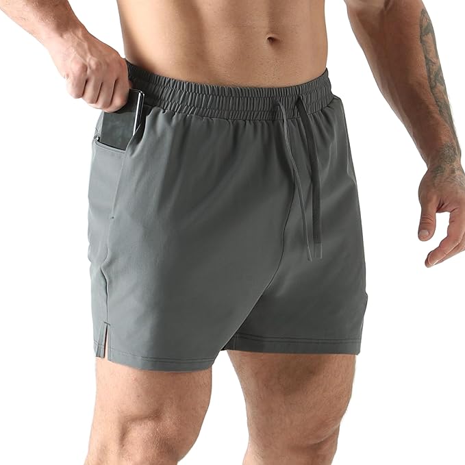 Lightweight Men's Running Shorts with Adjustable Drawstring and Zip Pocket
