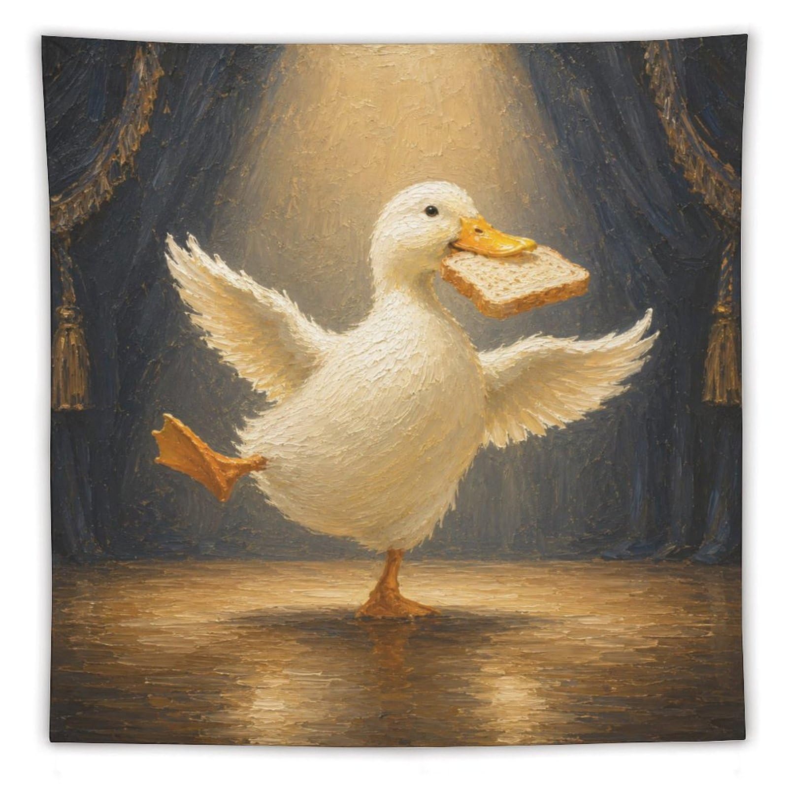 H3B8U2Y5 Dancing Toast Duck Wall Tapestry, Warm Breakfast Light