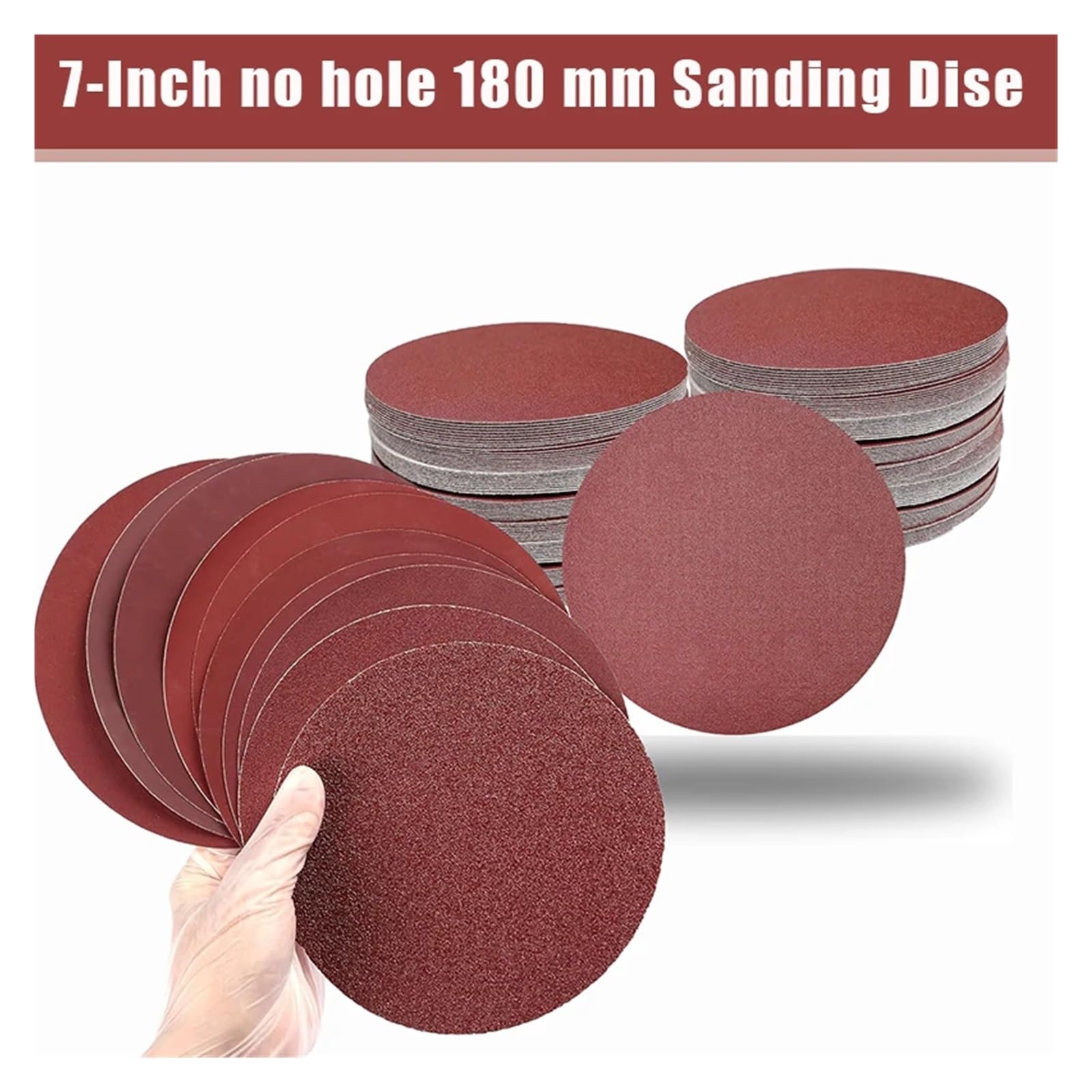 Lot de 100 disques ponçage for le travail du bois, grain 40-2000, 180 mm, 7 pouces pour Meulage(100)