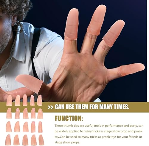 Miniatura 6 de STOBOK Caja inútil Caja inútil Caja falsa dedo 20 piezas interesante dedo cuna accesorios mago cubiertas de dedos trucos accesorios falso pulgar