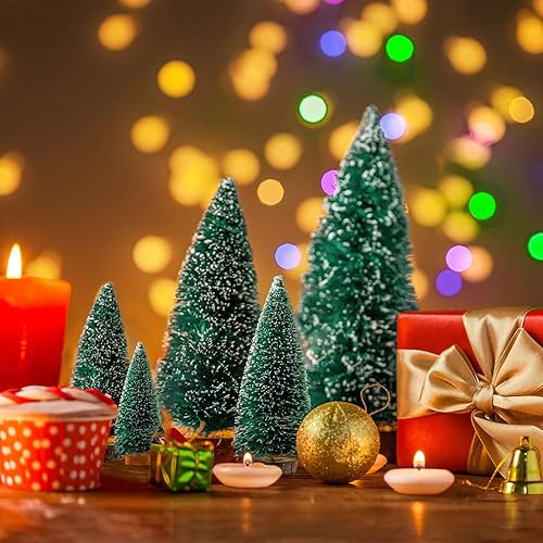 Miniatura 5 de MTKZKAF Mini cepillo artificial para botellas, árboles de Navidad para decoración de Navidad, árbol de Navidad con base, decoración de Navidad para