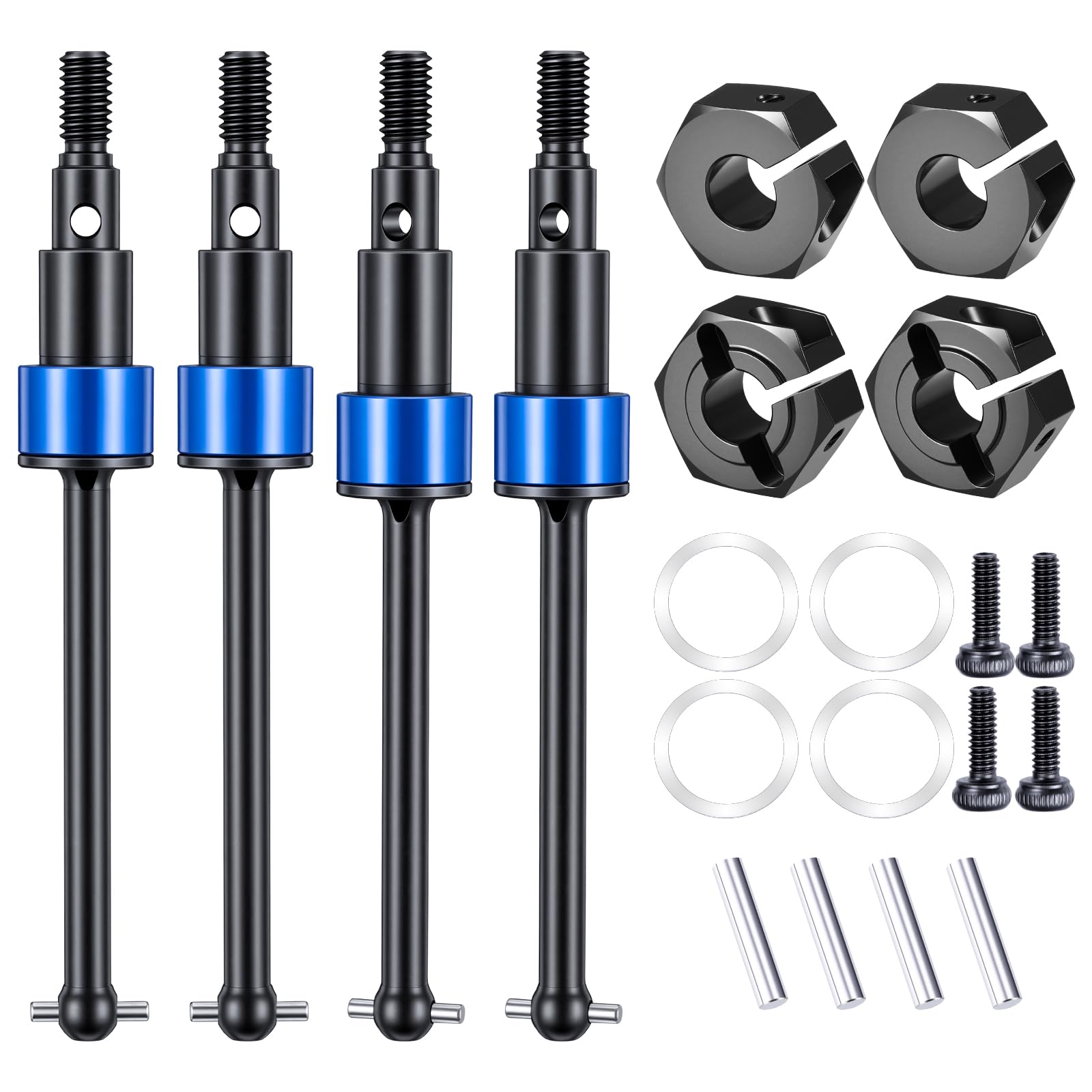 AXspeed Steel CVD Driveshafts with Hex Adapter for 1:14 ARRMA Mojave GROM (Black)
