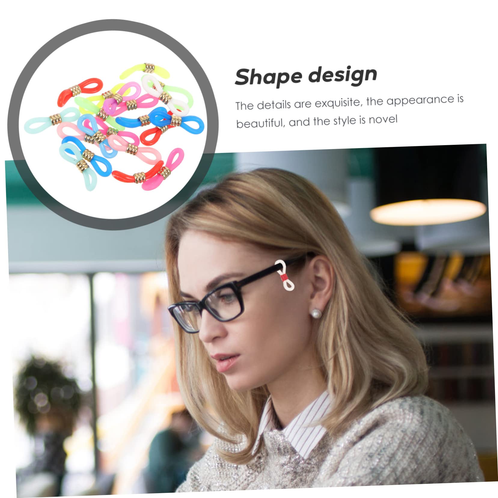 Holibanna Lot de 60 Embouts en Silicone Antidérapants pour Lunettes Connecteurs en Métal, Support de Chaînette Réglable, pour Accessoires Lunettes et Maintien Sécurisé Couleur Aléatoire