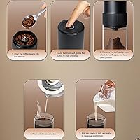 Vista 3 de Generic Molinillo de café eléctrico portátil con mango recargable por USB, parada automática, silencioso, ajustable, pequeño, de acero inoxidable
