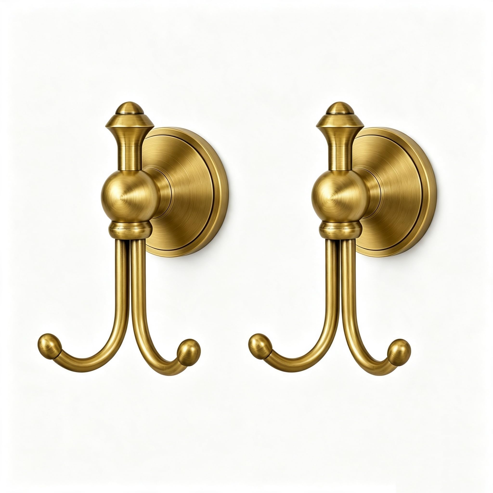NSCMQSL Antique Brass Towel Hooks, Horn Shape, Wall Mount Set of 2