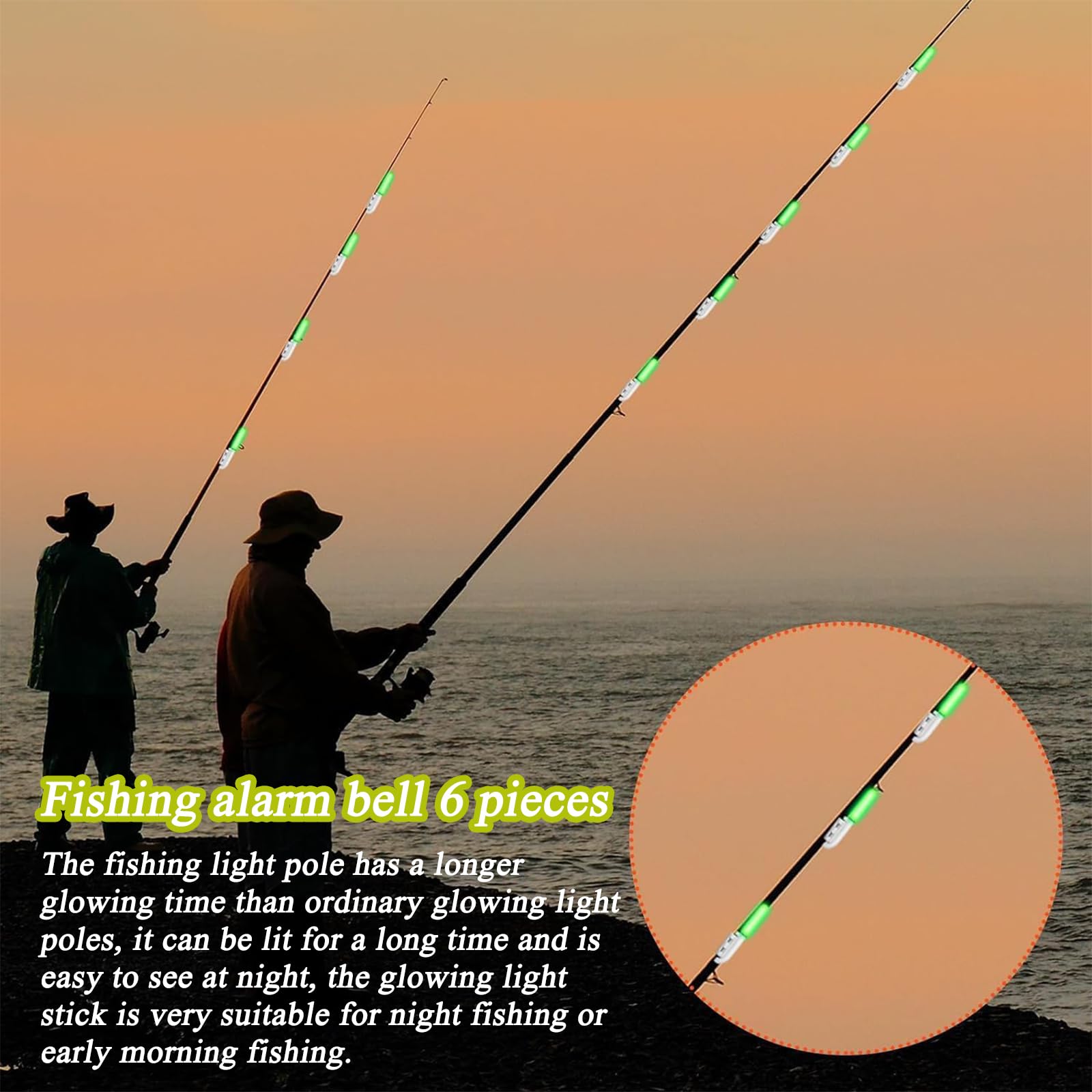 Lot de 6 détecteurs de touche LED étanches pour la pêche en mer, avec piles