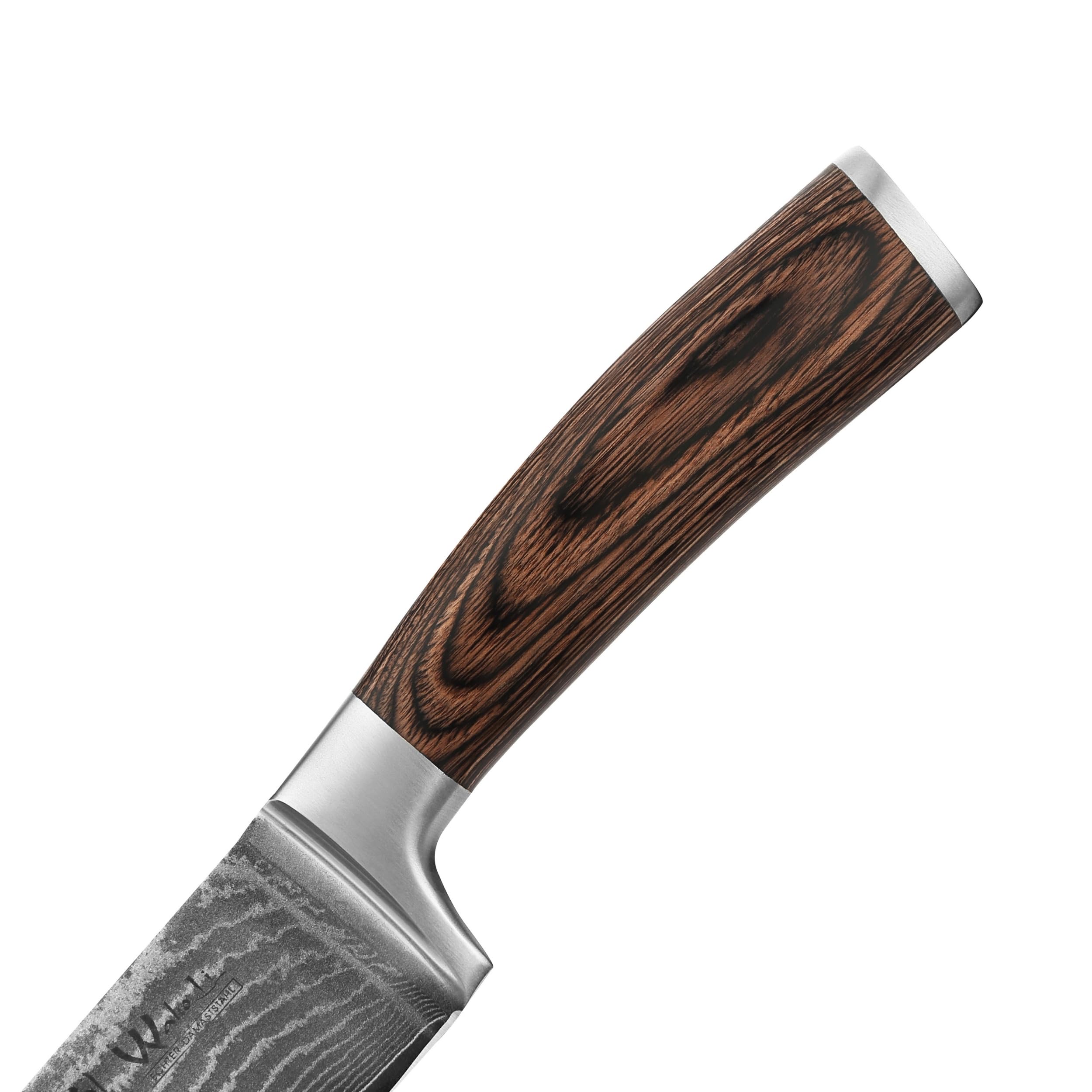 Wakoli EDIB Damastmesser Santoku mit Gravur – Personalisiertes Messer, 17 cm Klinge aus 67 Lagen Damaststahl (VG10-Kern), Pakkaholzgriff – Scharfes Küchenmesser Geschenk, Geschenkverpackung