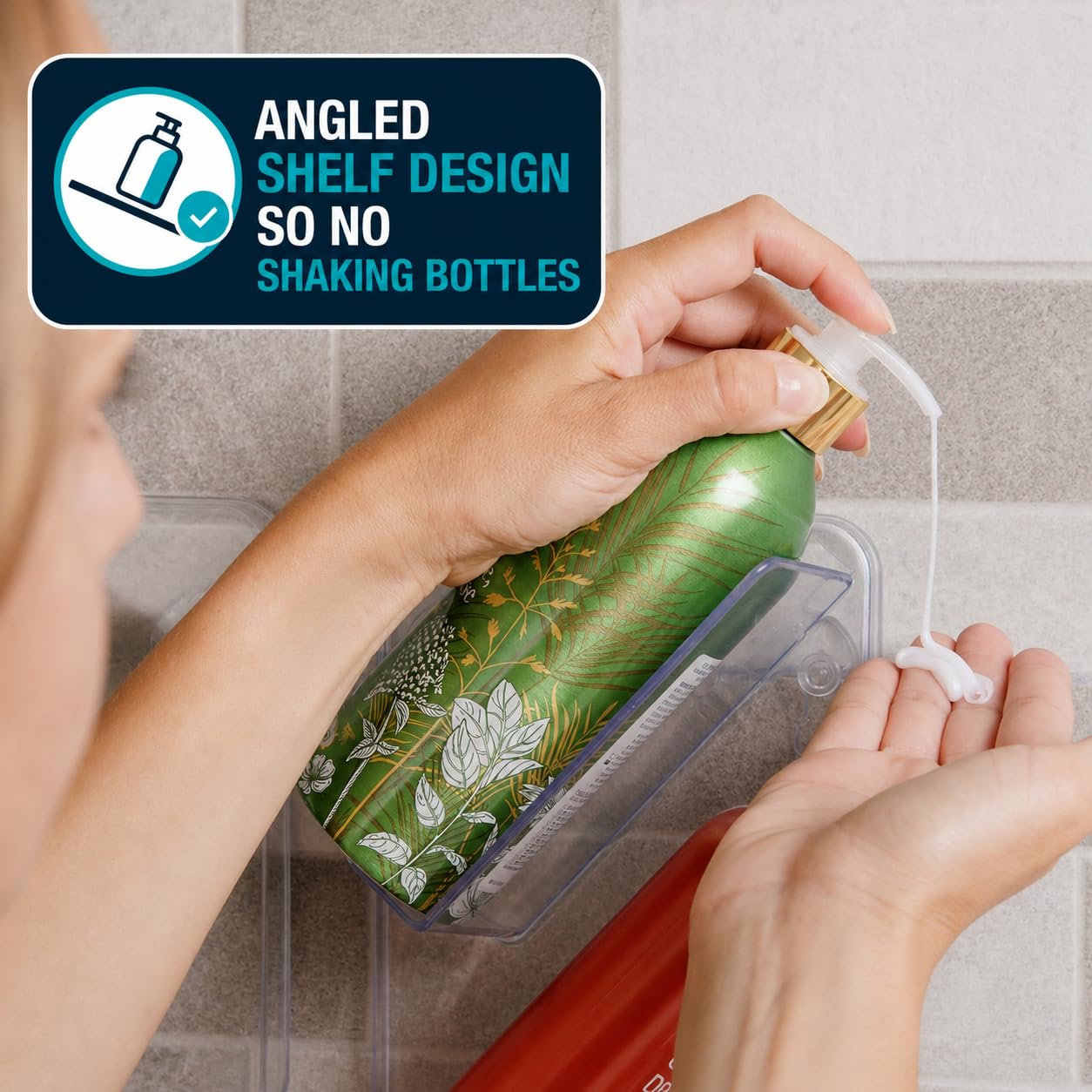 ShowerGem - Mensola da bagno, contenitore doccia per tenere in ordine tutti i prodotti, installazione senza ventose o viti, antiruggine, facile da pulire, come si vede su Dragons Den
