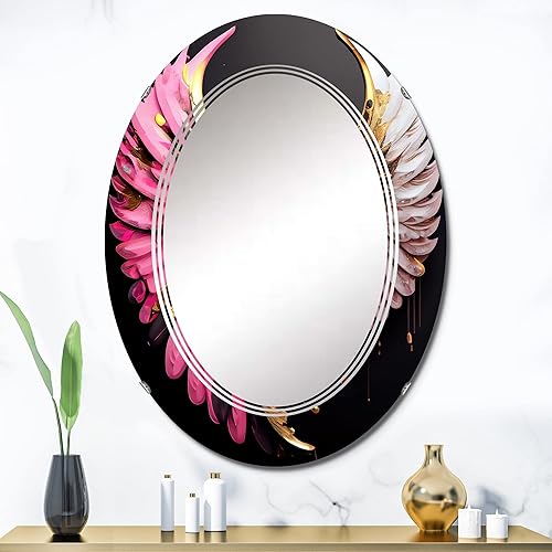 Miniatura 2 de Pink,Gold and Black Angel Wings III- Vanity Mirror, Bathroom Mirrors, Wall Mirrors for Living Room, Bedroom - Oval Mirror - Large 20'x30', 24'x36'