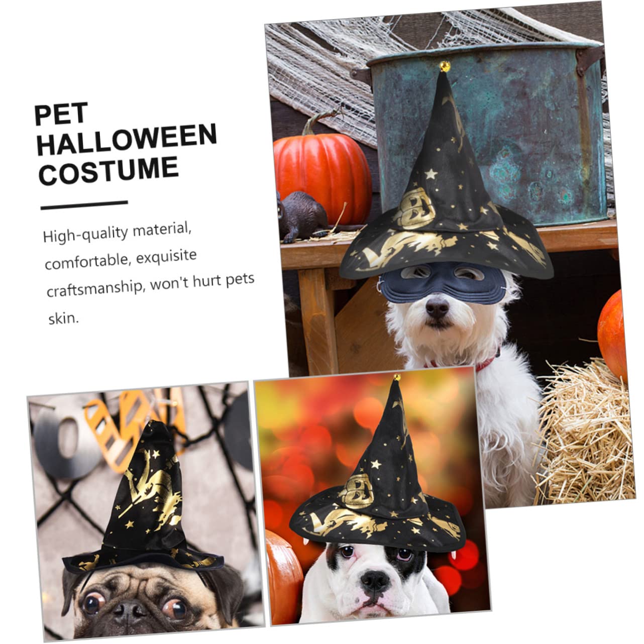 FRCOLOR 5 Set Stampato Mantello Da Mago Costume Per Il Gatto Mantello Da Strega Piccolo Cane Halloween Costume Del Cane Vestiti Dell'Animale Domestico Di Halloween o Del