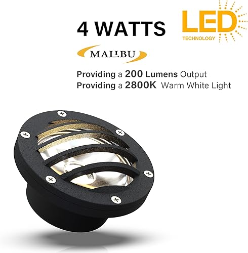 Miniatura 3 de Malibu - Luces de pozo de bajo voltaje de 4 W, luces LED de cubierta de paisaje al aire libre, 12 V, luz de pozo de 200 lúmenes, luz en el suelo,